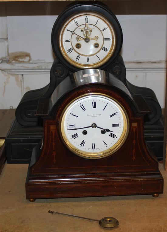 Slate mantel clock & another